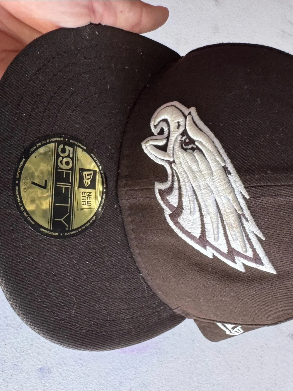 New Era Black Fitted Cap with White Eagle Logo